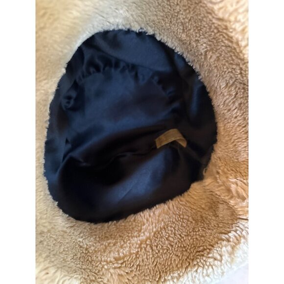 Vintage Faux Fur Bucket Hat Beige Unisex Warm Stylish Accessory Acrylic & Polyes - Picture 4 of 5